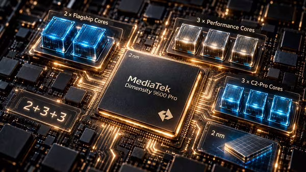 Arquitectura CPU 2+3+3 del MediaTek Dimensity 9600 Pro fabricado en 2 nm