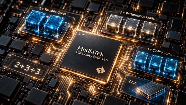Arquitectura CPU 2+3+3 del MediaTek Dimensity 9600 Pro fabricado en 2 nm
