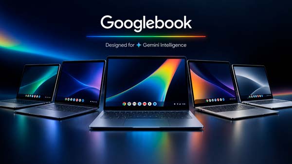 Los cinco primeros portátiles Googlebook juntos en una imagen oficial de Google