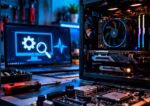 Placa base de un PC durante el diagnóstico de problemas de arranque mediante pitidos, códigos POST y LED