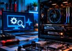 Placa base de un PC durante el diagnóstico de problemas de arranque mediante pitidos, códigos POST y LED