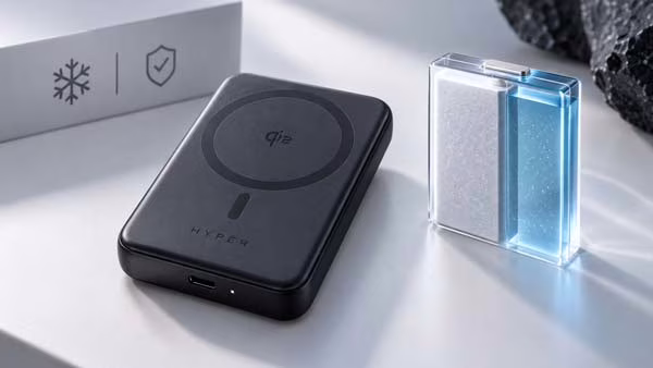 HyperJuice 5K Qi2 utiliza una batería semisólida de 5.000 mAh y 18 Wh
