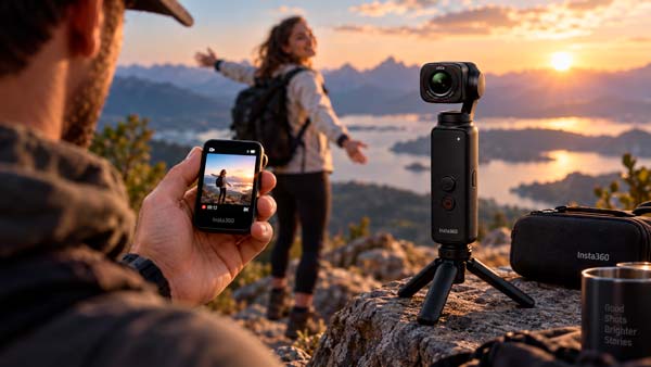 Pantalla OLED desmontable de la Insta360 Luna Pro utilizada como control remoto