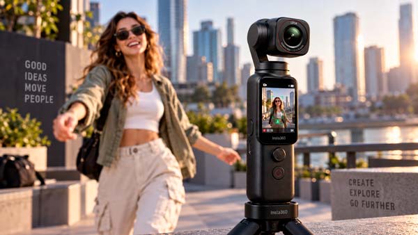 Insta360 Luna Pro grabando vídeo vertical 4K con seguimiento inteligente mediante IA