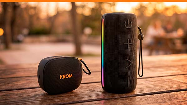 Krom Groovy y Jammin juntos al aire libre, los nuevos altavoces portátiles Bluetooth 6.0 de Krom