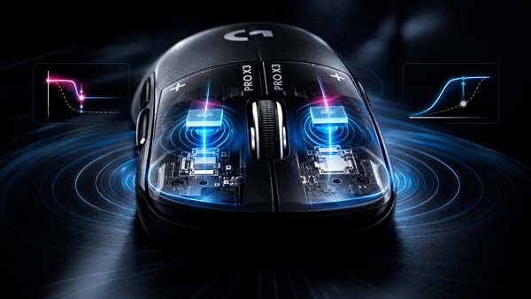 Sistema HITS del Logitech PRO X3 SUPERSTRIKE con actuación y restablecimiento configurables