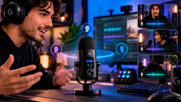 Logitech Yeti 2 reduciendo mediante inteligencia artificial el ruido de teclado y ventiladores del PC