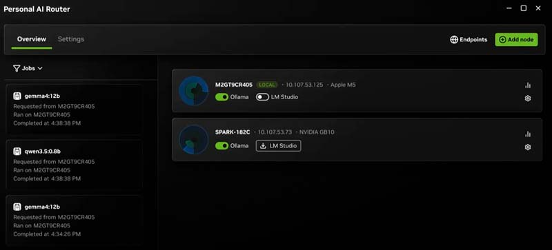 NVIDIA PAIR mostrando varios nodos compatibles y distribuyendo solicitudes de inferencia local