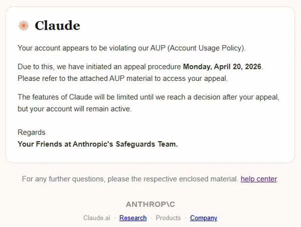 Correo y página falsa que suplantan a Anthropic Claude para intentar robar credenciales y tokens