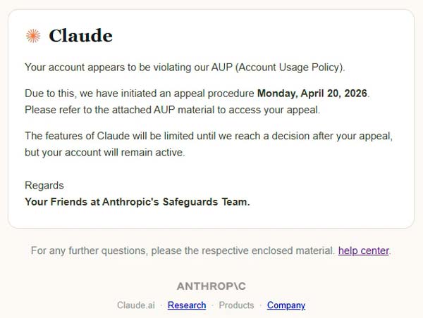 Correo y página falsa que suplantan a Anthropic Claude para intentar robar credenciales y tokens