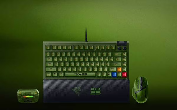 Razer Basilisk, BlackWidow y Hammerhead de la colección Xbox 25 Aniversario