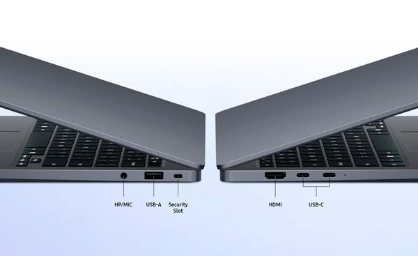 Puertos USB-C, USB-A, HDMI y audio del Samsung Galaxy Book6 de 14 pulgadas