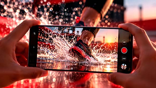 Smartphone con Snapdragon grabando cámara lenta Ultra HD 4K a 240 fotogramas por segundo
