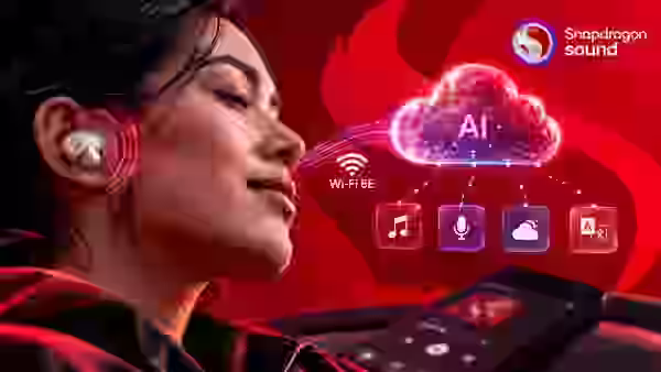 Snapdragon Sound Apps and Agents conectando auriculares inteligentes con asistentes y servicios de inteligencia artificial mediante Wi-Fi 6E
