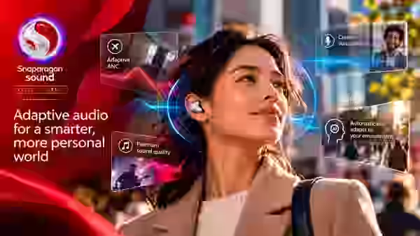 Snapdragon Sound Elite Gen 2 adaptando cancelación de ruido, voz y reproducción de audio mediante inteligencia artificial