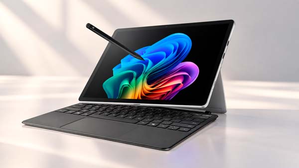 Microsoft Surface Pro 12 mostrando funciones de Ink Canvas con IA y uso con lápiz