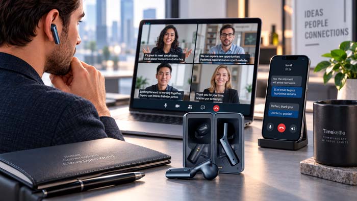 Timekettle W4 Plus traduciendo llamadas y reuniones online en tiempo real
