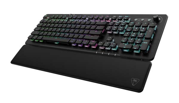 Turtle Beach Vulcan II XP Air en color negro con reposamuñecas y diseño mecánico de perfil bajo
