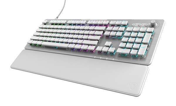 Turtle Beach Vulcan II XP en color blanco con iluminación RGB y reposamuñecas