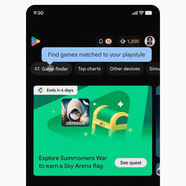 Imagen oficial de Google Play Game Finder mostrando recomendaciones de juegos basadas en Gamer DNA