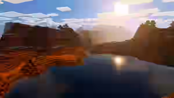 Escenario de Minecraft en Nintendo Switch 2 con iluminación y reflejos Vibrant Visuals