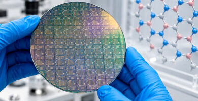 Oblea con transistores fabricados mediante un semiconductor BCN de una sola capa atómica