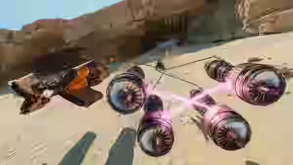 Podracers compitiendo en Star Wars Galactic Racer