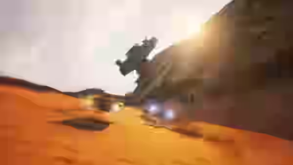 Vehículos compitiendo en Jakku en Star Wars Galactic Racer