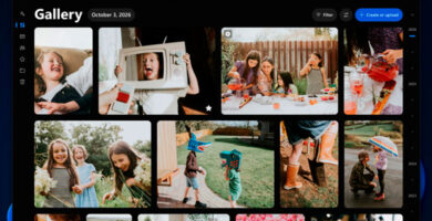 Captura oficial de la nueva aplicación Fotos de Windows 11 mostrando la galería de imágenes