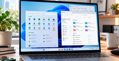 PC con Windows 11 mostrando Inicio y Explorador de archivos durante las nuevas mejoras de rendimiento